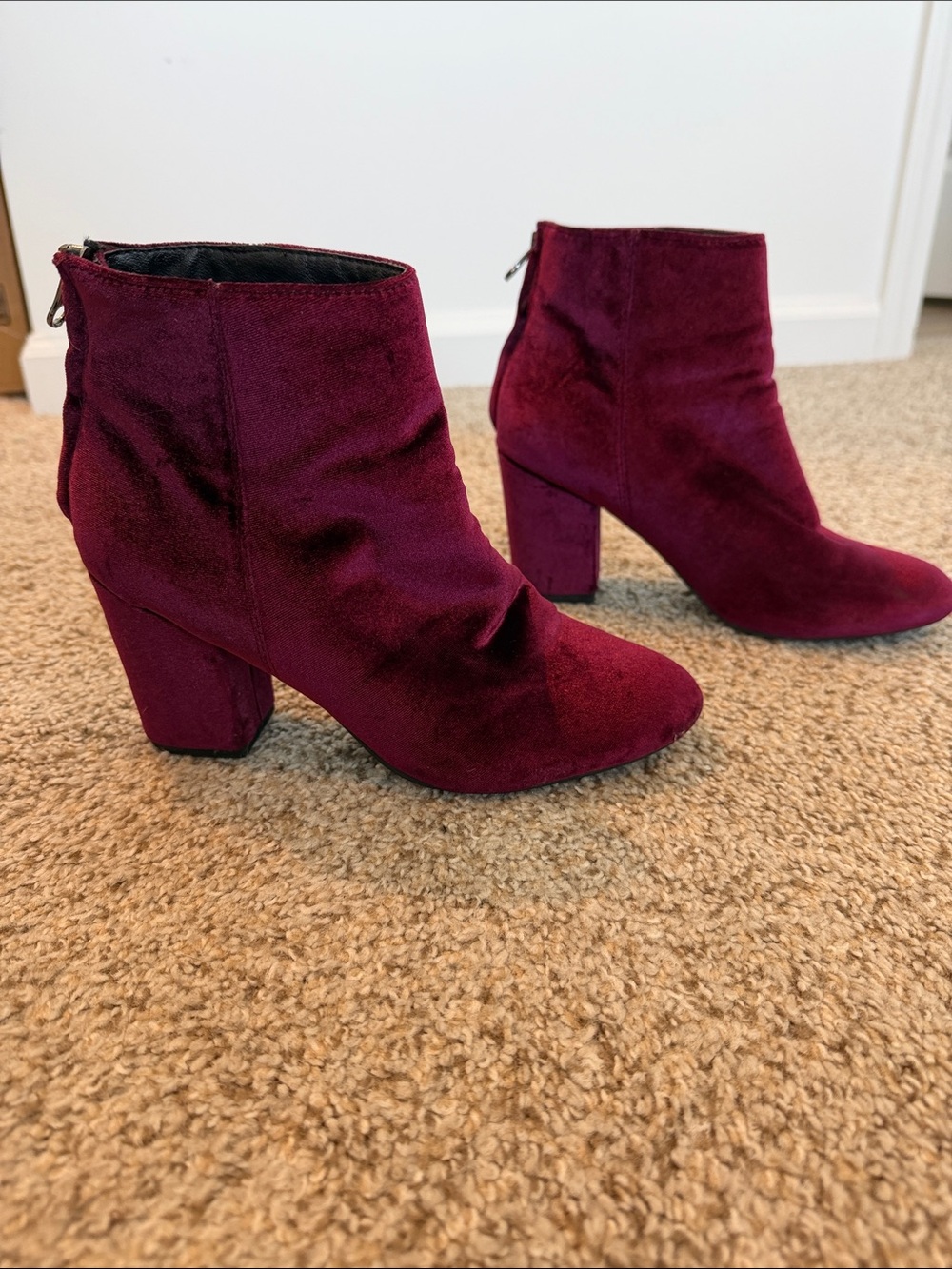 Steve Madden Women's Wine Suede Block Heel Ankle Boots